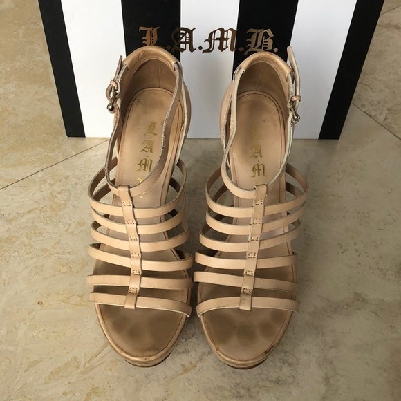 LAMB Vogul Platform Cage Wedges - Natural Heels -8 - Picture 2 of 8